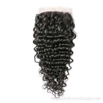 MegaLook Cheap Deep Curly Peruvian Lace Front Closure Wholesale Accept Paypal